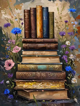 Load image into Gallery viewer, Book & Flower Diamond Painting Kit – Relaxing 5D DIY Art for Book Lovers