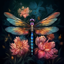 Load image into Gallery viewer, Diamond Bead Art - Dragonfly And Flowers