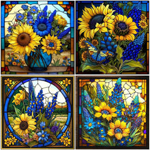 Load image into Gallery viewer, Stained Glass Sunflower 5D DIY Diamond Painting Kit