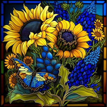 Load image into Gallery viewer, Stained Glass Sunflower 5D DIY Diamond Painting Kit