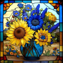 Load image into Gallery viewer, Stained Glass Sunflower 5D DIY Diamond Painting Kit