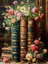 Load image into Gallery viewer, Book & Flower Diamond Painting Kit – Relaxing 5D DIY Art for Book Lovers