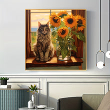 Load image into Gallery viewer, Paint Gem Kits Kitten And Sunflowers