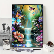 Load image into Gallery viewer, Waterfall Landscape Butterfly With Flowers - 30x40cm