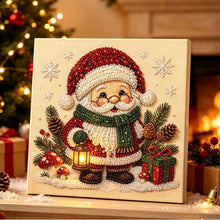 Load image into Gallery viewer, Christmas Pearl Diamond Painting Kit with Wooden Inner Frame – 3D Santa DIY Craft, 20x20cm