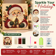 Load image into Gallery viewer, Christmas Pearl Diamond Painting Kit with Wooden Inner Frame – 3D Santa DIY Craft, 20x20cm