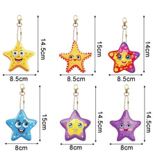 Load image into Gallery viewer, 6pcs Colorful Stars Keychain - DIY Diamond Painting Kits