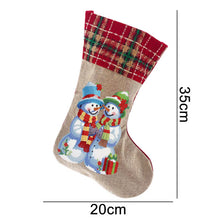 Load image into Gallery viewer, Two Snowmen Christmas Socks DIY Linen Gift Bag Kit