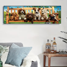 Load image into Gallery viewer, 5D DIY Big Gem Painting Kits - 11.8x35.4inch/30x90cm Puppy On Bench