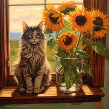 Load image into Gallery viewer, Paint Gem Kits Kitten And Sunflowers