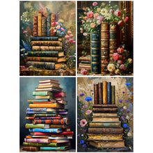 Load image into Gallery viewer, Book & Flower Diamond Painting Kit – Relaxing 5D DIY Art for Book Lovers