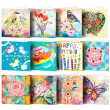 Load image into Gallery viewer, Happy Birthday Diamond Painting Card Kit – DIY Sparkling Greeting Card with Resin Diamonds