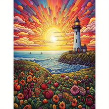 Load image into Gallery viewer, Sunrise Lighthouse Flower Sea Large Size - 11.8*15.75in
