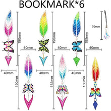 Load image into Gallery viewer, 6 Pieces Diamond Painting Bookmarks Keychains Kit 5D DIY Feather Butterflies Bookmark DIY Craft