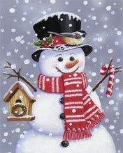 Load image into Gallery viewer, 5D Diamond Painting Christmas Black Hat Snowman