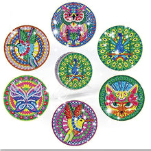 Load image into Gallery viewer, 6 Pieces Mandala Diamond Painting Coaster Bird with Holder