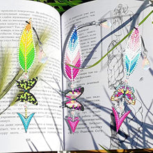 Load image into Gallery viewer, 6 Pieces Diamond Painting Bookmarks Keychains Kit 5D DIY Feather Butterflies Bookmark DIY Craft