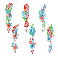 Load image into Gallery viewer, 6 Pieces Diamond Painting Feather Bookmarks Keychains Kit 5D DIY Crafts ADP9380