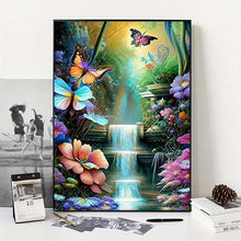 Load image into Gallery viewer, Waterfall Landscape Butterfly With Flowers - 30x40cm