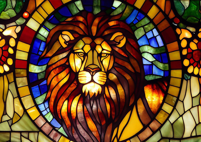 Lion Diamond Painting Stained Glass Animals Art