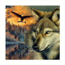 Load image into Gallery viewer, Eagle With Wolf Diamond Painting Kit Landscape
