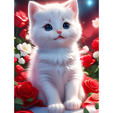 Flower Cat Diamond Animals Diamond Painting 12x16in ADP9639