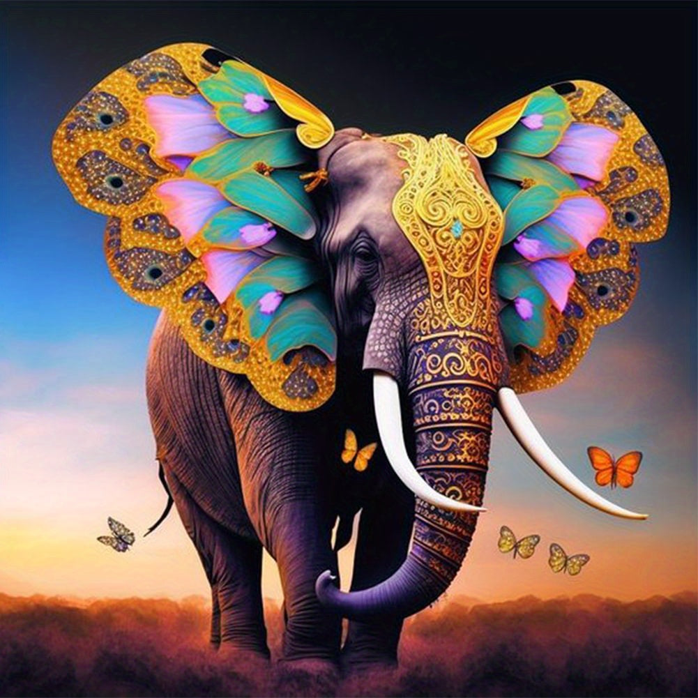 Diamond Painting Elephant Noble Butterfly - 30x30cm/11.8inx11.8in