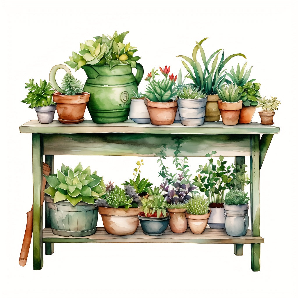 Potting Plant Stand Diamond Painting 40x40cm/15.7x15.7in