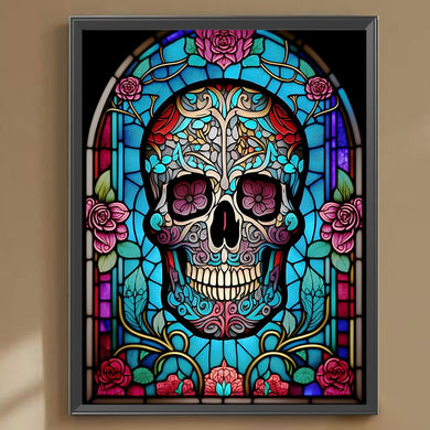 Halloween Skull Stained Glass Diamond Painting - 30x40cm