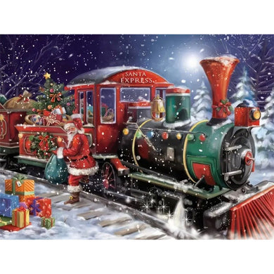 Train Christmas Santa Claus Winter Scenery