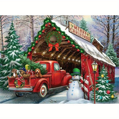 Red Truck Christmas Diamond Art Kits 11.8x15.7in