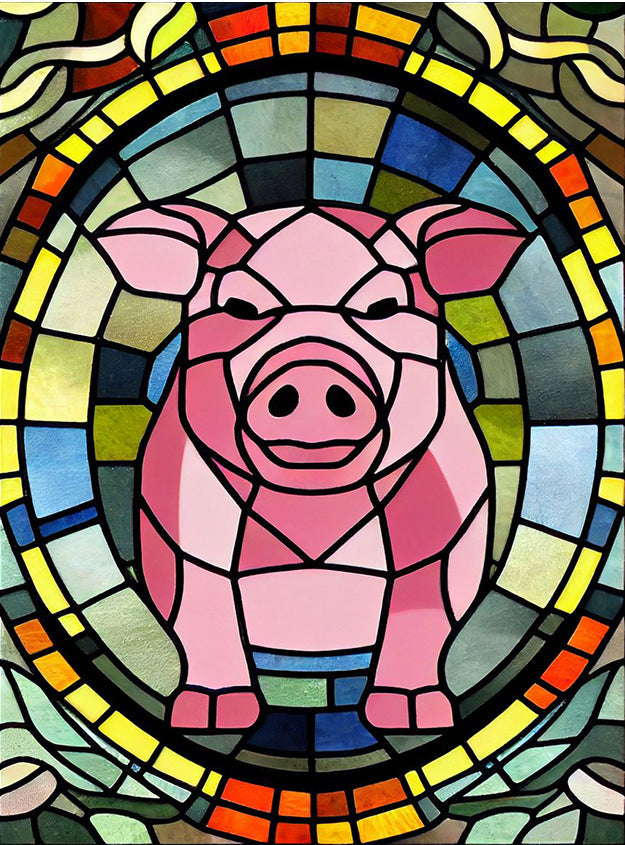 Pig Diamond Painting Stained Glass Animals Art 30x40cm