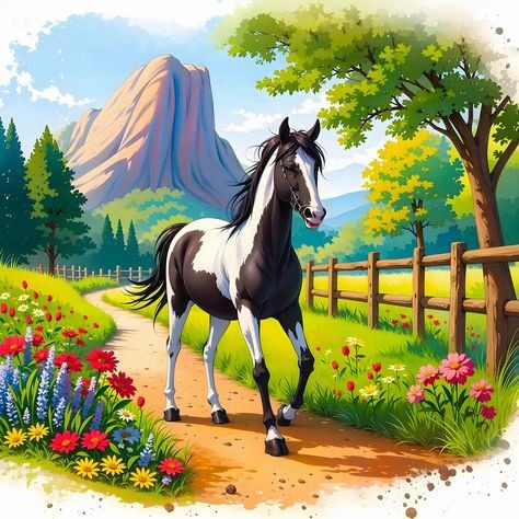 Horse Walking On A Path