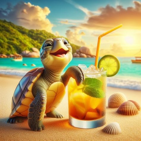 Tortoise With A Drink