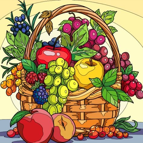 Colorful A Basket Filled With Fruits And Berries