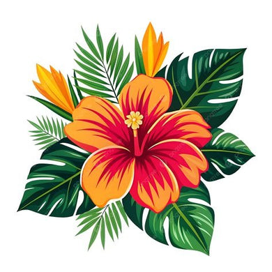 Flower With Orange And Red Petals Surrounded