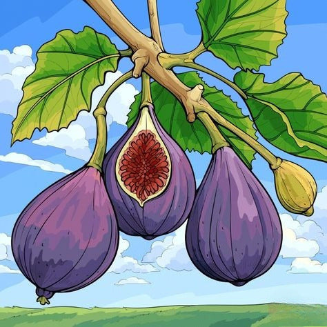 Purple Figs On A Branch