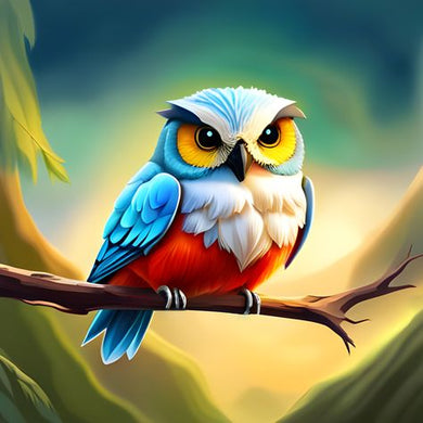 Colorful Owl Perched On A Branch