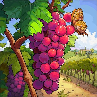 Grapes On A Vine With A Butterfly