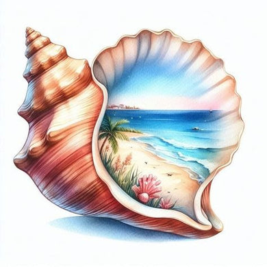 Colorful A Seashell With A Beach Scene Inside