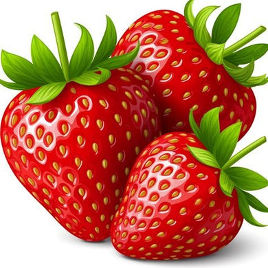 Three Red Strawberries With Green Leaves