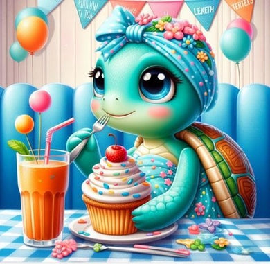 Cartoon Turtle Cupcake And Juice Birthday Party