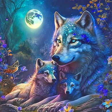 Wolf Under Moonlight 40x40cm/15.7x15.7in - Diamond Art Kits