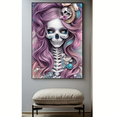 Skull Girl Pattern Full Diamond Painting With Diamond Art - 30x40cm