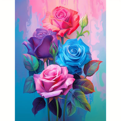 5D Colorful Roses 11.8inchx15.8inches Diamond Art Kit