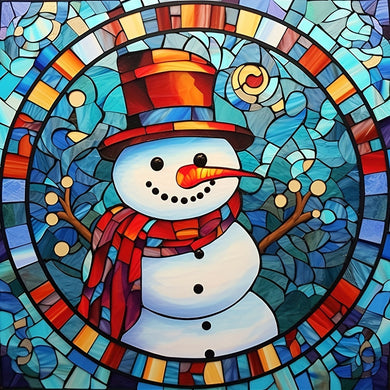 Christmas Theme Stained Glass Snowman