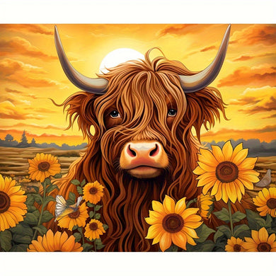 Diamond Painting Kit Sunflower And Shaggy Cow 30x40cm/11.8x15.7in