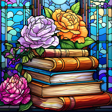 Stained Glass Flower Book Art DIY Kit - 30x30cm