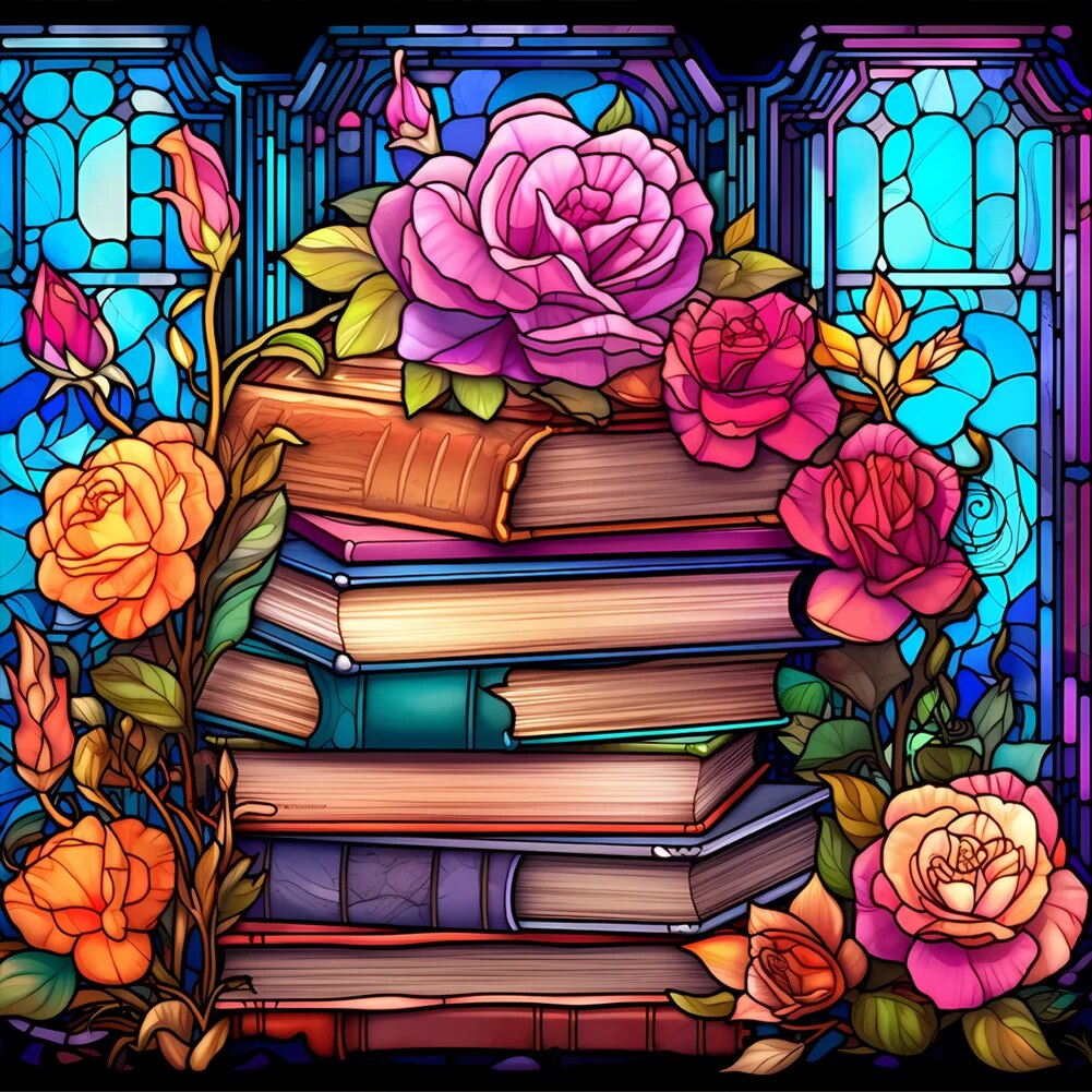 5D Stained Glass Diamond Painting Flower Book Art