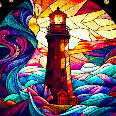 Lighthouse Stained Glass Diamond Painting - 30x30cm